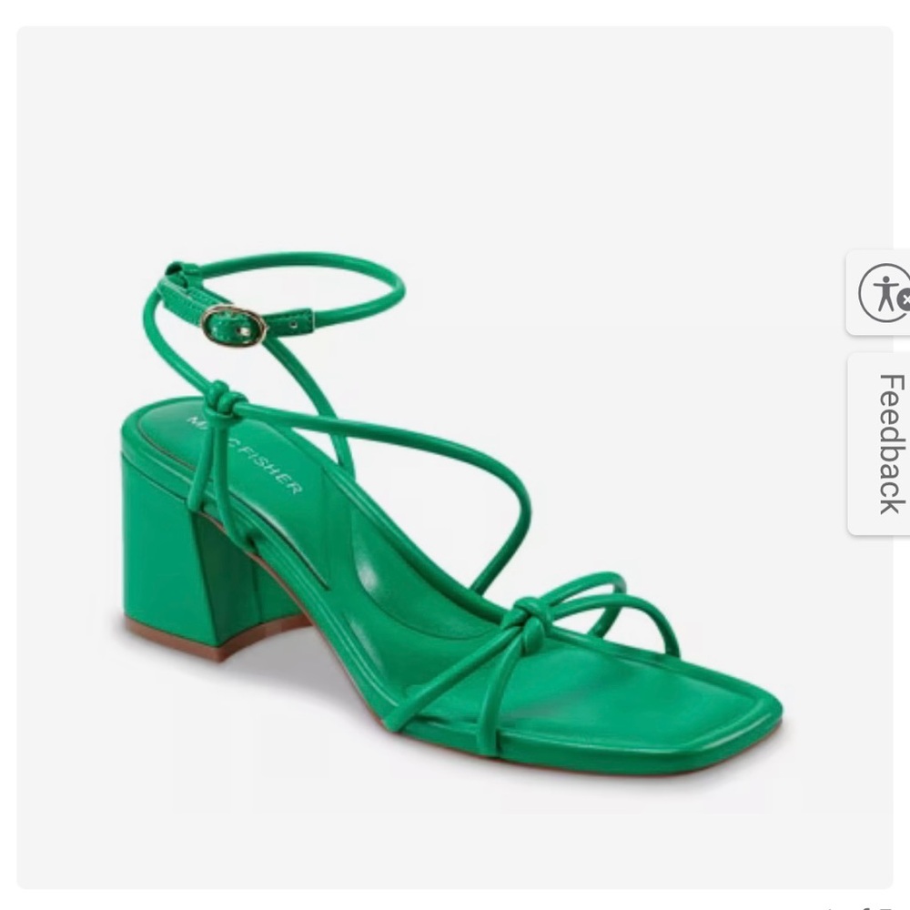 Green Strappy Block Heel Sandals
